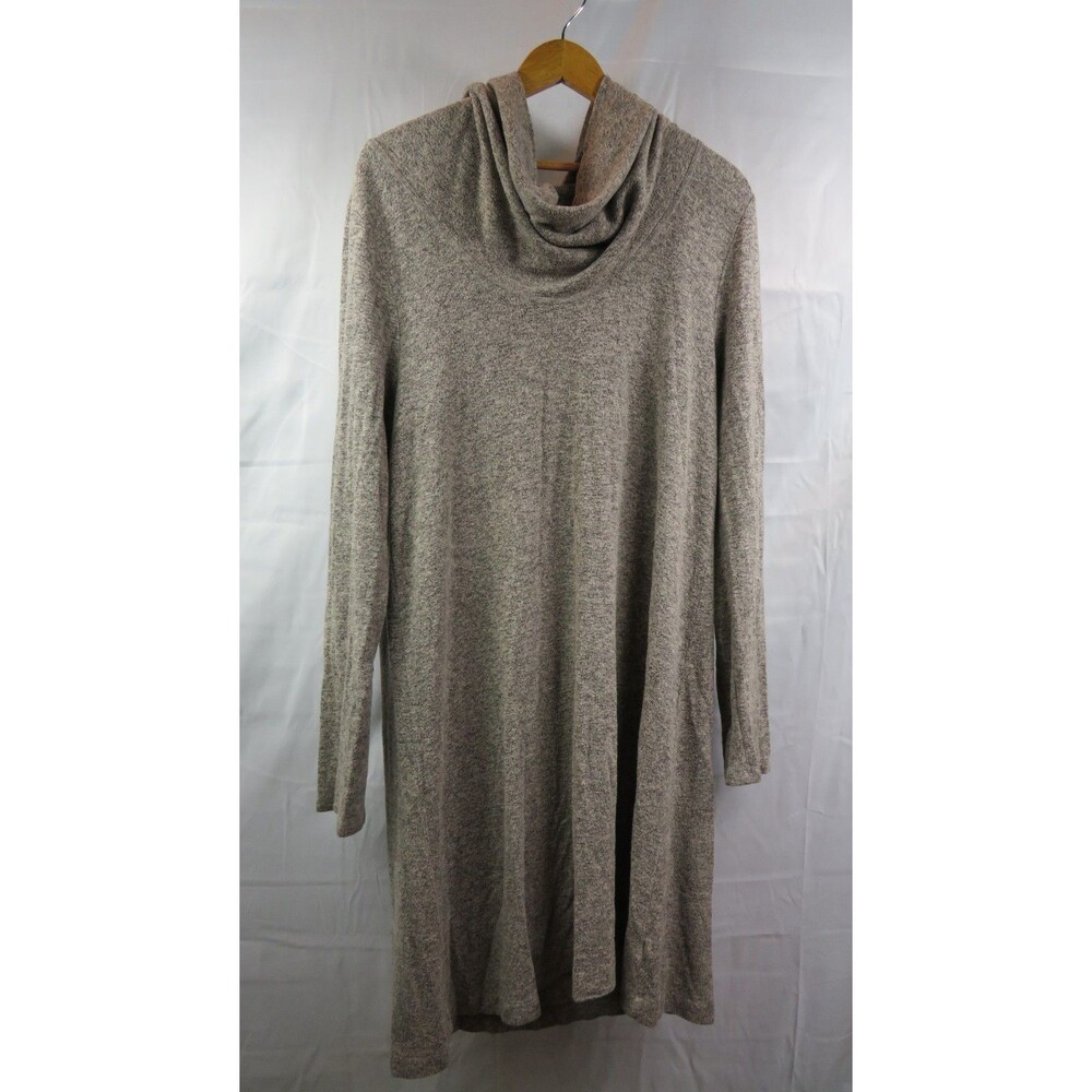 Anthropologie Saturday/Sunday Heathered Taupe Cowl Neck Swtr Dress Sz XL